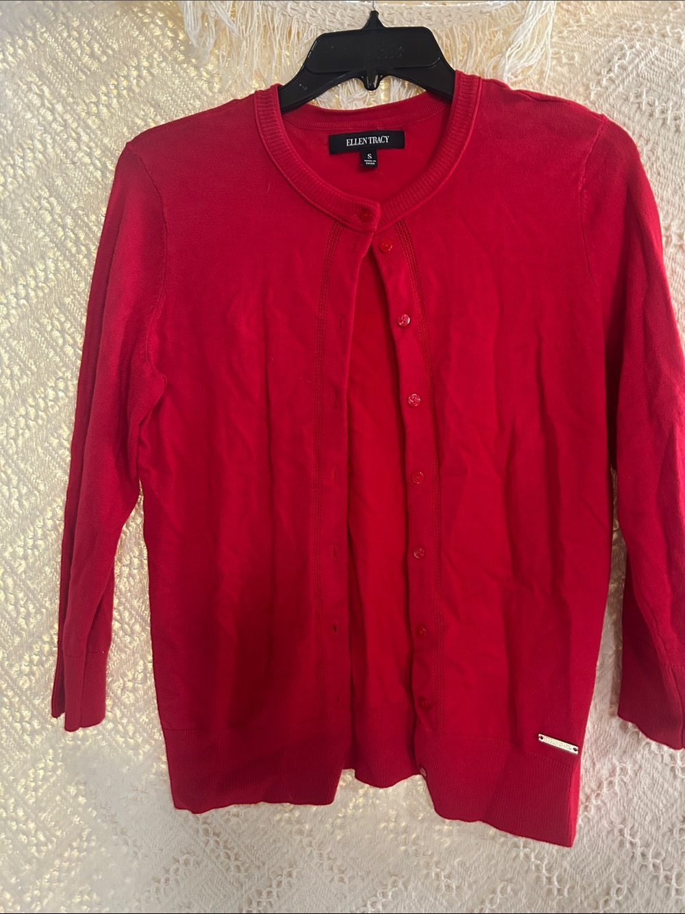 Ellen Tracy Bright Red Lightweight Crewneck Sweater